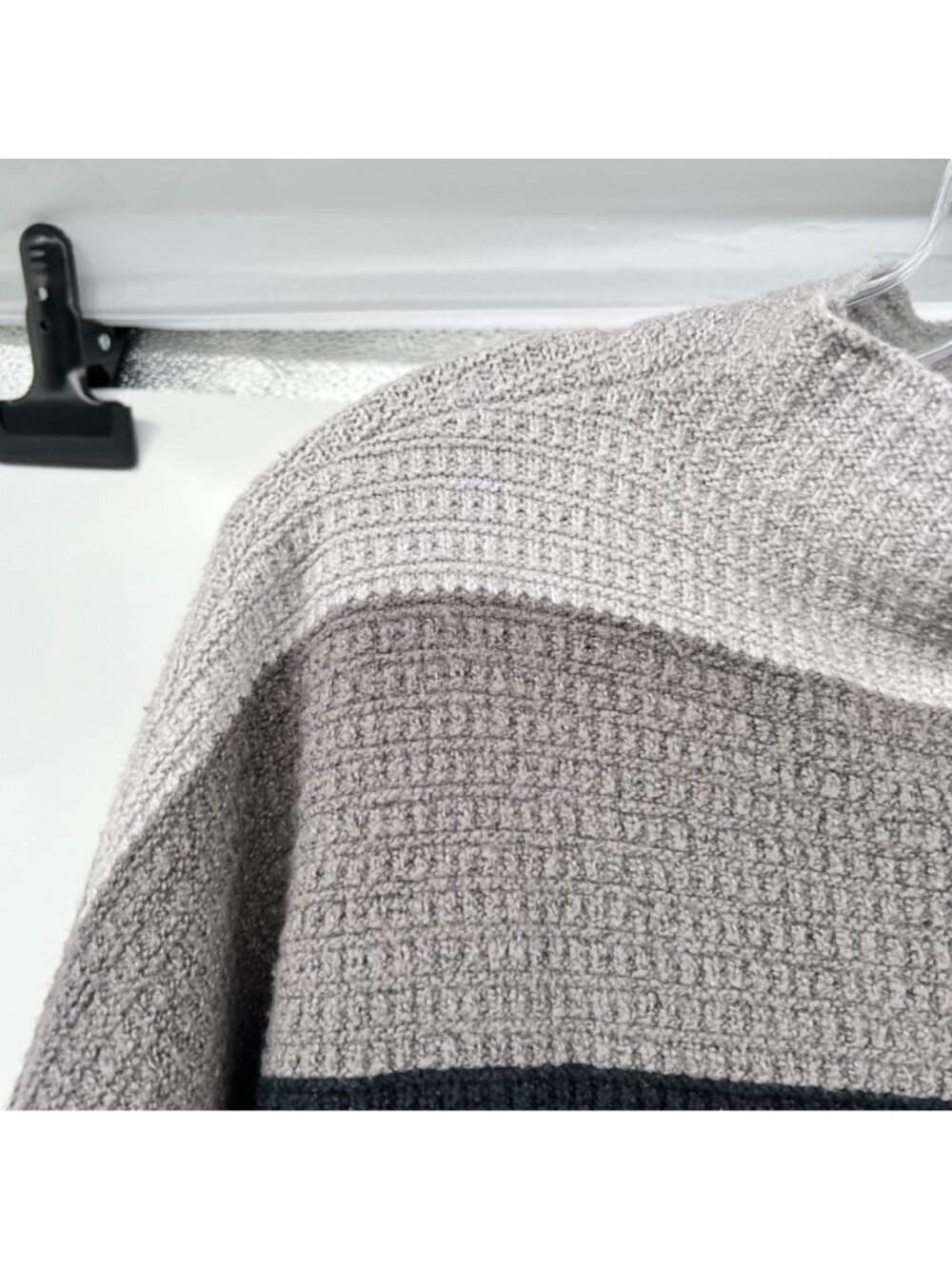 Altar'd State Womens Knit Striped Sweater Mock Neck Zipper Back Gray/Multi XS - Picture 5 of 8